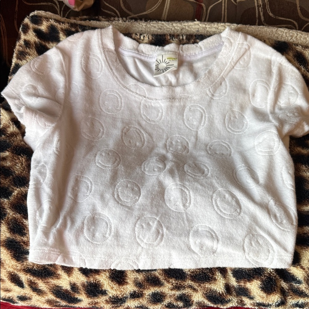 White Shirt with Smiley Pattern